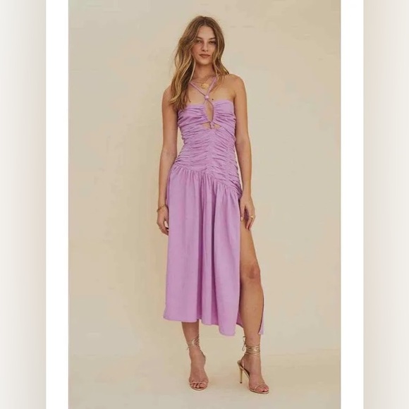 Suboo Skylar Ruched Dress Halter Neck Lavender (Extra Small) - Picture 3 of 3